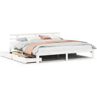 vidaXL Lit en bois massif avec tiroirs blanc 200x200 cm pin