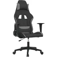 vidaXL Chaise de jeu avec fonction de massage Noir et gris clair Tissu