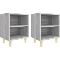 vidaXL Tables de chevet pieds en bois 2 pcs Sonoma gris 40x30x50 cm