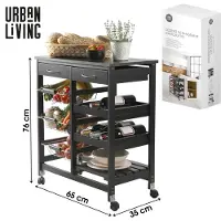 Urban Living Desserte À Roulettes Avec 2 Tiroirs Et De Multiples Rangements - H. 76 Cm - Blanc