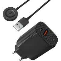 Phonillico Chargeur Secteur 12W + Cable Compatible avec Fossil Gen 6/Gen 5/Gen 5E/Gen 4 / Michael Kors/Emporio/Skagen falster 2 / Misfit Vapor 2 / Diesel - Charge Montre