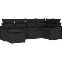 vidaXL Ensemble de canapés avec coussins 6 pcs noir poly rotin