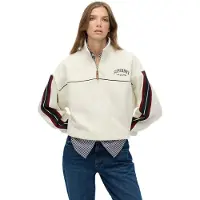 Superdry Country Club Tape Half Zip Sweater Beige S Femme