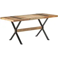 Syfax Table de salle à manger 160x80x76 cm Bois de manguier brut