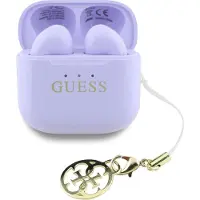 GUESS Tws Casque d'écoute à effet brillant Imprimé logo classique et breloque Lavande