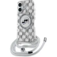 Karl Lagerfeld KLHMP16SHCKCKLCT iPhone 16 6.1" transparent hardcase IML Crossbody Monogram Karl & (Apple iPhone 16), Coque pour téléphone portable, Transparent