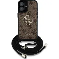GUESS Pu 4g Metal Logo Crossbody Strap Iphone 16 Phone Case Marron
