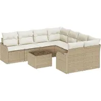 vidaXL Ensemble de canapé de jardin avec coussins avec mémoire 9 pcs Beige Poly-Rotin