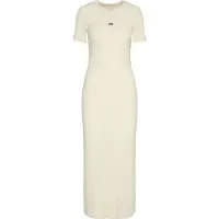 Calvin Klein Jeans Modal Short Sleeve Dress Beige M Femme
