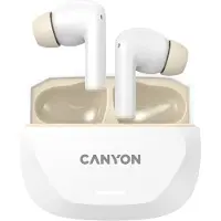 Canyon Écouteurs intra-auriculaires HEXAGON 7 TWS ANC+ENC Qi, Blanc-Beige, 27 heures d'autonomie