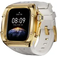 Wigento Pour Apple Watch Series 10 46 mm : bracelet en silicone haut de gamme avec boîtier métallique