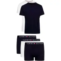 Tommy Hilfiger Set Um0um03036 Short Sleeve Base Layer Blanc,Bleu S Homme