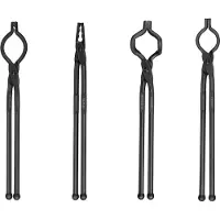 Vevor Pince de Forge 4PCs Tenailles de Forge 46 cm en V en Gueule de Loup en ZV et Pince de Préhension en Acier au Carbone Long Manche Bonne Prise Opération Plus Sûre Matériels de Base pour Forgeron