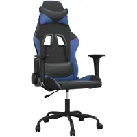 vidaXL Chaise de jeu avec massage & repose-pieds Noir & Bleu Similicuir