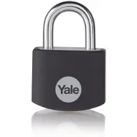 Yale -YE3B/32/116/1/BK - Cadenas aluminium 32 mm - anse acier cémenté - noir - 3 clés - Pour casier - boîte outils - sac - 32mm