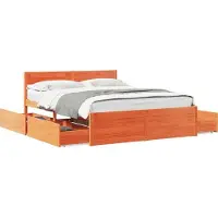 vidaXL Lit en bois massif, sans matelas, en pin brun ciré 160x200