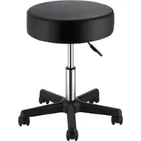 Vevor Tabouret de Bureau Charge 181 kg Tabouret à Roulettes Rotation à 360° Hauteur Réglable 46-60,5 cm Chaise à Roulette Coussin Épais 10 cm Recouvert de Cuir PU pour Salon de Massage Bureau Clinique