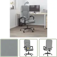 The Living Store Chaise de bureau avec fonction massage Gris clair Tissu