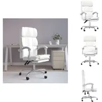 vidaXL Chaise de bureau avec fonction chaise longue Blanc similicuir - Chaises de bureau