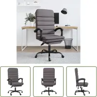 The Living Store Chaise de bureau avec fonction massage Gris Similicuir