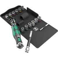 Wera 05004284001 Ensemble De 27 Pièces Zyklop Pocket Set 3 Clés À Cliquet Et Douilles - 3/8" + 1/4"