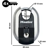 Master Lock M187EURD Cadenas Excell - Renforcé En Titane Inoxydable - Largeur De 60mm - Clés