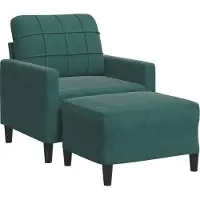 Syfax Fauteuil avec repose-pied Vert foncé 60 cm Velours