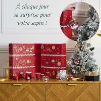 Home Deco Factory Calendrier de l'Avent - - Tradi - Bougies et Surprises - Rouge