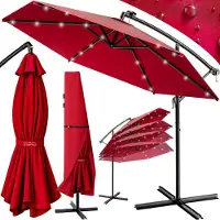 Kingsleeve Parasol Haiti rouge en aluminium 3m éclairage 24 LED UV 80+