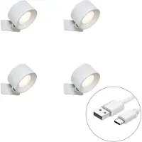 QAZQA Ensemble de 4 appliques murales et plafonniers modernes blancs avec LED rechargeable - Bright