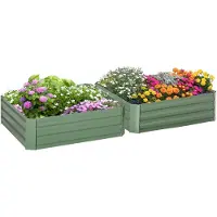 Outsunny Lot De 2 Carrés Potager De Jardin Dim. 100l X 100l X 30h Cm Tôle D'acier Ondulée Vert
