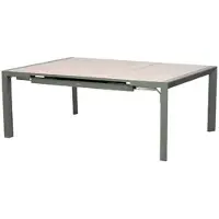 Hespéride Table De Jardin Carrée Extensible Alu Evasion 8/10 Places Effet Bois Lin Et Laurier -