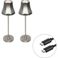 QAZQA Ensemble de 2 lampes de table rétro métal gun rechargeable IP44 - Granny