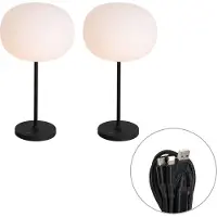 QAZQA Ensemble de 2 lampes de table modernes rechargeables blanches - Maloi
