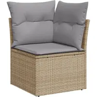 vidaXL Ensemble de canapés de jardin 8 pièces Beige et gris clair Poly-rotin