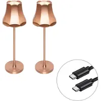 QAZQA Ensemble de 2 lampes de table rétro en cuivre rechargeables IP44 - Granny