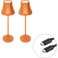 QAZQA Lot de 2 lampes de table rétro orange rechargeables IP44 - Granny