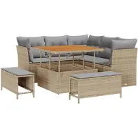 vidaXL Ensemble de canapé de jardin avec coussins 8 pcs Beige et gris clair