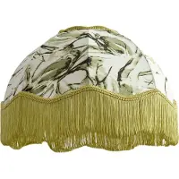 QAZQA Abat-jour en tissu avec motif de feuilles et intérieur blanc 45/15/21,5 - Heritage