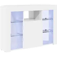vidaXL Meuble TV d'angle LED, 100x40x68 cm, blanc brillant, fabriqué en panneaux de particules