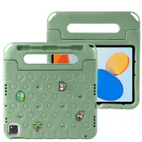 IMoshion Coque kidsproof avec poupées amovibles pour Apple iPad 11 (2025) 11 pouces A16 / iPad 10 (2022) 10.9 pouces - Olive Green