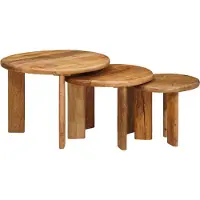 vidaXL Tables basses gigognes 3 pièces Marron Bois massif Mango