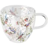 Ambiente Tasse À Thé En Verre Double Paroi Oiseaux Et Branches Fleuries