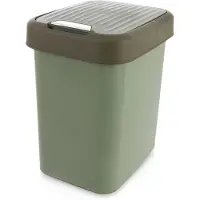 Orion | Poubelle - 12 L - Vert - Compacte avec couvercle rabattable - Idéale pour la salle de bain, le bureau et les petites cuisines - Corbeille à papier