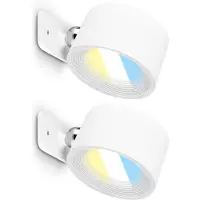 Briloner TARI Lot de 2 lampes LED murales à batterie, magnétiques, CCT, variateur tactile, recharge USB-C, blanc, 9x7,5x4 cm