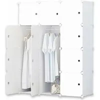 Rebiko Armoire modulaire blanche avec 12 étagères et bacs de rangement