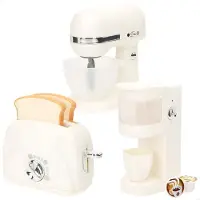 Playgo Set 3 Electrical Appilance -toaster & Coffee Maker & Mixer Kids Kitchen Set Educational Toy Blanc Enfants
