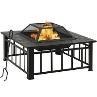 vidaXL Foyer de jardin avec tisonnier 81x81x47 cm XXL Acier
