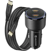 Swissten CHARGEUR DE VOITURE 2x USB-C PD 50 W + câble USB-C 1m