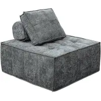 HABITAT ET JARDIN Chauffeuse en tissu texturé "Velluto" - 96 x 100 x 89 cm - Gris